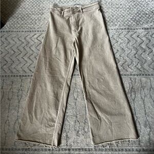 Zara Beige Flare Wide-Leg Jeans